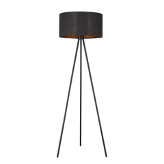 58" Matte Tripod Floor Lamp with Black Drum Shade featuring a sleek design and three sturdy legs for modern decor.