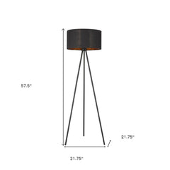 58" Matte Tripod Floor Lamp with Black Drum Shade featuring a sleek design and adjustable height for modern decor.