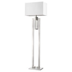 64" Nickel Traditional Shaped Floor Lamp with a sleek design and a white rectangular shade, perfect for modern decor.