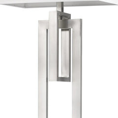 64" Nickel Traditional Shaped Floor Lamp featuring a sleek design and a white rectangular shade for modern elegance.
