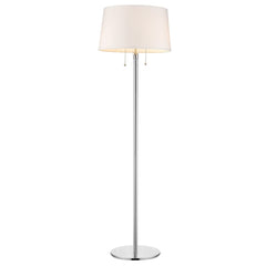 59" Floor Lamp with a sleek chrome base and a white linen empire shade, featuring pull chains for easy operation.