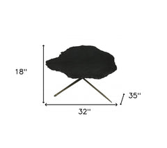 Set of Two Brown Stone and Iron Free Form Bunching Coffee Tables