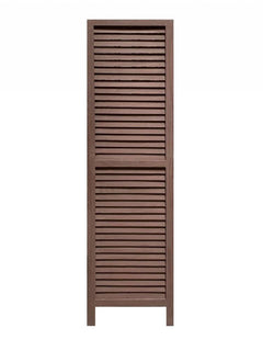 67" Brown Solid Wood Folding Three Panel Screen Room Divider with slatted design, ideal for creating privacy or separating sp