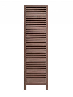 67" Brown Solid Wood Folding Three Panel Screen Room Divider with slatted design, ideal for creating privacy or separating sp