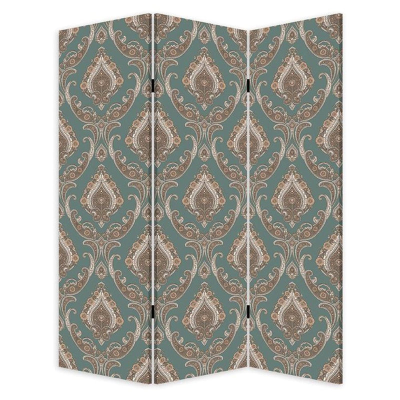 Vintage Green Baroque Three Panel Room Divider Screen