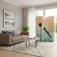 72" Light Green Folding Three Panel Screen Room Divider