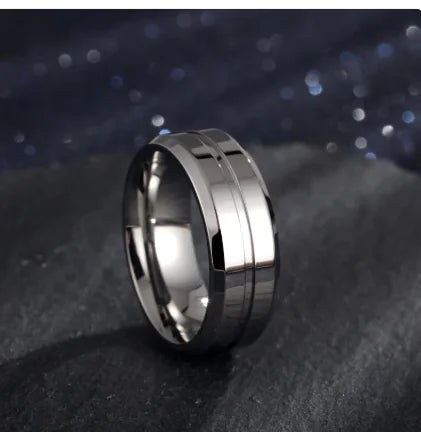 18K Gold-plated Men's Ring with Simple Groove Design