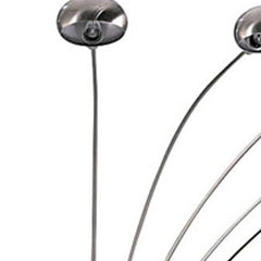 84" Gold Five Light Arc Floor Lamp featuring brass metal dome shades and a sleek, modern design. Ideal for stylish lighting.
