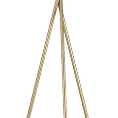 65" Gold And White Tripod Floor Lamp With White Fabric Drum Shade