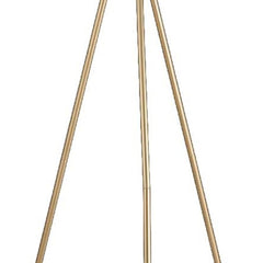 65" Gold And White Tripod Floor Lamp With White Fabric Drum Shade