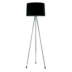 59" Silver Tripod Floor Lamp with a sleek black fabric drum shade and three slender legs for a modern touch.