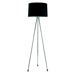 59" Silver Tripod Floor Lamp With Black Fabric Drum Shade