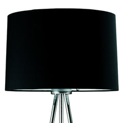 59" Silver Tripod Floor Lamp with a sleek black fabric drum shade, showcasing a modern and stylish design.