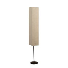 63" black and off-white column floor lamp with a rectangular off-white paper shade and a sleek black base.
