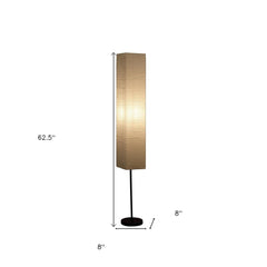 63" black and off-white column floor lamp with a rectangular off-white paper shade, featuring a sleek design and modern aesth