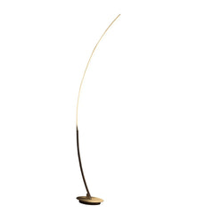 62" Silver and Soft White Arc LED Floor Lamp with a sleek, curved design and a round base for modern decor.