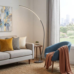 62" Silver And Soft White Arc LED Floor Lamp
