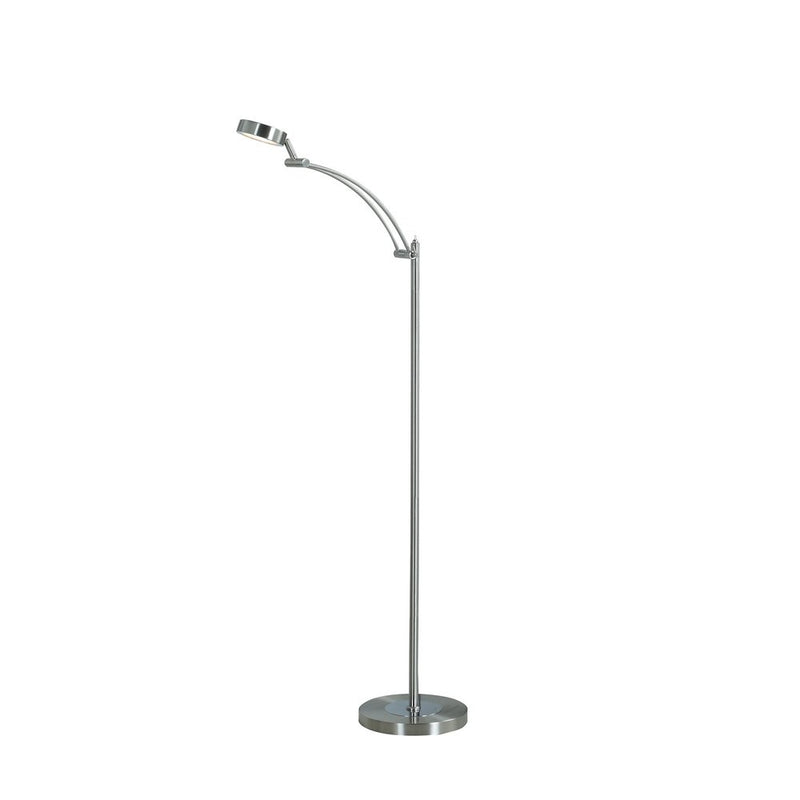 Adjustable 54-inch silver LED task floor lamp with a nickel metal base.