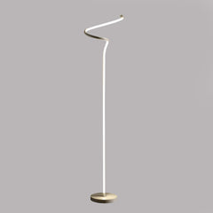51" White LED Novelty Floor Lamp with a sleek, twisting design and a round base, emitting a soft white light.