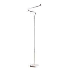 51" White LED Novelty Floor Lamp with a sleek, twisting design and a round base, providing modern lighting for any space.