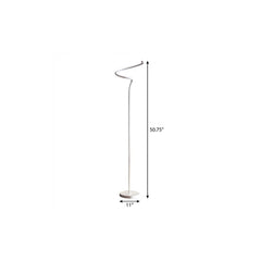 51" White LED Novelty Floor Lamp with a sleek, modern design featuring a curved top and a round base. Dimensions: 50.75" x 11