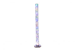 49" Silver LED Column Floor Lamp With Clear Acrylic Drum Shade