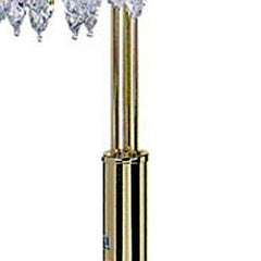 63" Gold Three Lights Candelabra Floor Lamp featuring clear faux crystal shades, elegant design with a shiny gold finish.