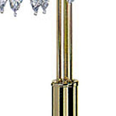63" Gold Three Lights Candelabra Floor Lamp featuring clear faux crystal shades, elegant design with a polished finish.