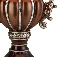 Tall Bronze Urn Shaped Table Lamp featuring a decorative design with intricate detailing and a polished finish.