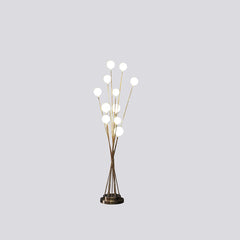 46" Gold 11 LED Novelty Floor Lamp with White globes, featuring a modern design and a stylish base. Ideal for contemporary de