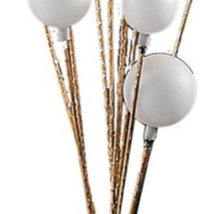 46" Gold 11 LED Novelty Floor Lamp with white spherical shades and gold branches, adding a modern touch to any space.