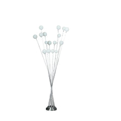 62" Silver 16 LED Novelty Floor Lamp with white globes on slender stems, featuring a modern design and sleek base.