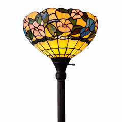 70" Green And Black Floor Lamp With Green Glass Bowl Shade