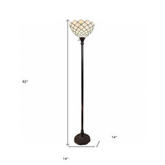 62" Brown And White Floor Lamp With White Glass Bowl Shade