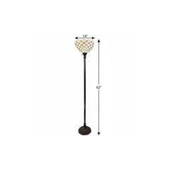 62" Brown And White Floor Lamp With White Glass Bowl Shade
