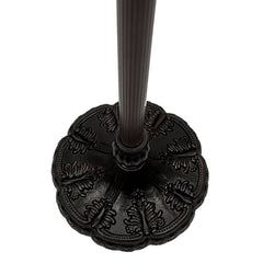 63" Brown Two Light Traditional Shaped Floor Lamp With White Stained Glass Bowl Shade