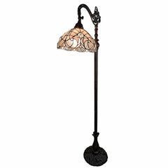 62" brown and white floor lamp featuring a decorative white glass bowl shade and an ornate base design.