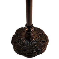 Detailed view of the ornate base of the 62" Brown and White Torchiere Floor Lamp by Wellnesslifeclub74.