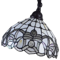 62" Brown And White Torchiere Floor Lamp With White Flowers Glass Dome Shade