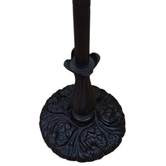 62" Brown And White Torchiere Floor Lamp With White Flowers Glass Dome Shade