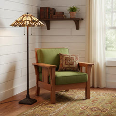 62" Beige Two Light Floor Lamp With Brown And White Glass Cone Shade