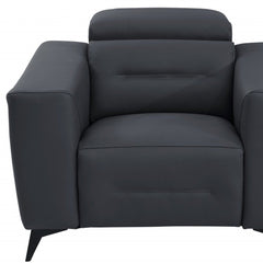 41" Dark Gray Italian Leather Power Recliner Chair with sleek design and modern lines, featuring a comfortable seat and armre