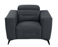 41" Dark Gray Italian Leather Power Recliner Chair with sleek design and modern legs, featuring plush cushioning for comfort.