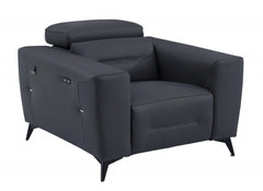 41" Dark Gray Italian Leather Power Recliner Chair with sleek design, plush seating, and adjustable headrest for comfort.