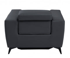 41" Dark Gray Italian Leather Power Recliner Chair with a sleek design and modern legs, perfect for stylish comfort.
