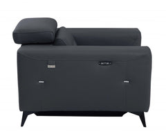 41" Dark Gray Italian Leather Power Recliner Chair with sleek design, modern lines, and side control panel for reclining.