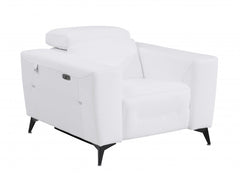 41" White Italian Leather Power Recliner Chair with sleek design, plush seating, and modern black legs. Ideal for comfort.