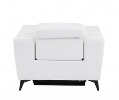 41" White Italian Leather Power Recliner Chair with sleek design and modern black legs, featuring a comfortable backrest.