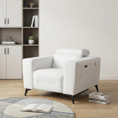 41" White Italian Leather Power Recliner Chair