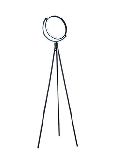 60" black LED tripod floor lamp with a sleek black metal novelty shade and three sturdy legs for stability.